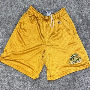 Vintage Gold mesh George Mason Patriots basketball practice shorts L retro